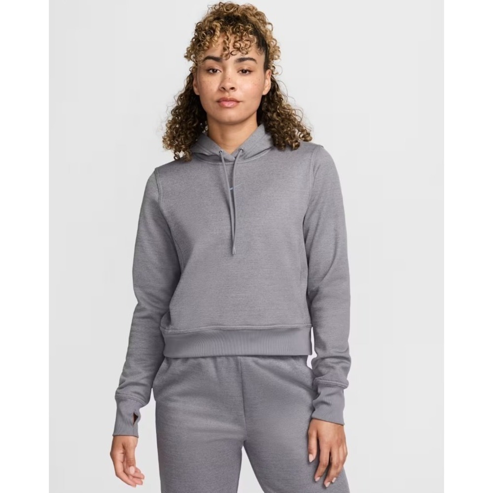 Nike Center Swoosh One Hoodie Womens‎ Medium Gray Therma-FIT Crop NWT $65